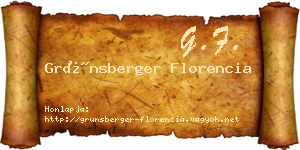 Grünsberger Florencia névjegykártya